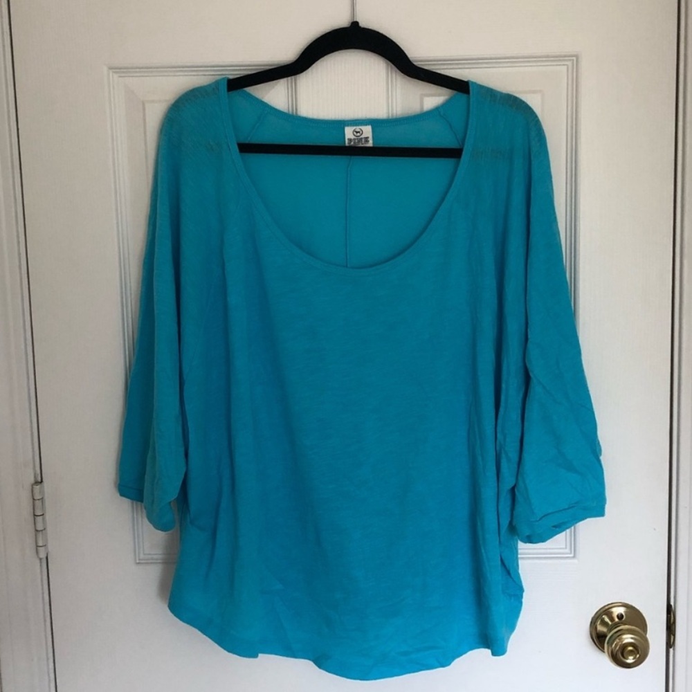PINK Victoria's Secret Turquoise Scoop Neck Dolman Top